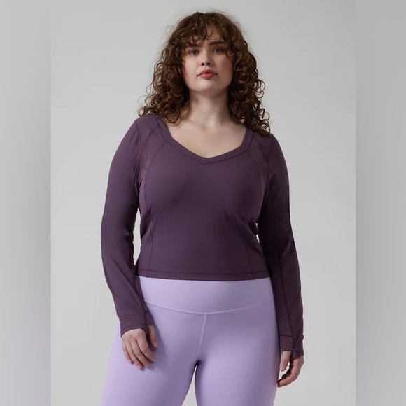 Athleta Shanti Lace Cropped Long Sleeve top size 1X - Picture 1 of 10